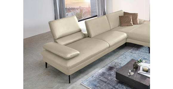 ECKSOFA in Echtleder Naturfarben  - Schwarz/Naturfarben, Design, Leder/Metall (325/157cm) - Dieter Knoll