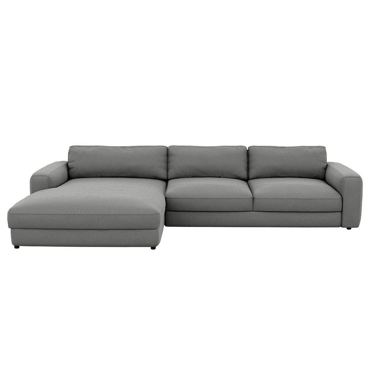 ECKSOFA in Cord Dunkelgrau  - Dunkelgrau/Schwarz, Modern, Textil (176/84/303cm) - Trendmanufaktur