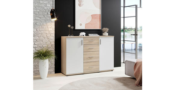 KOMMODE Bobby in 120/82/35 cm - Silberfarben/Schwarz, Design, Holzwerkstoff/Kunststoff (120/82/35cm) - Carryhome
