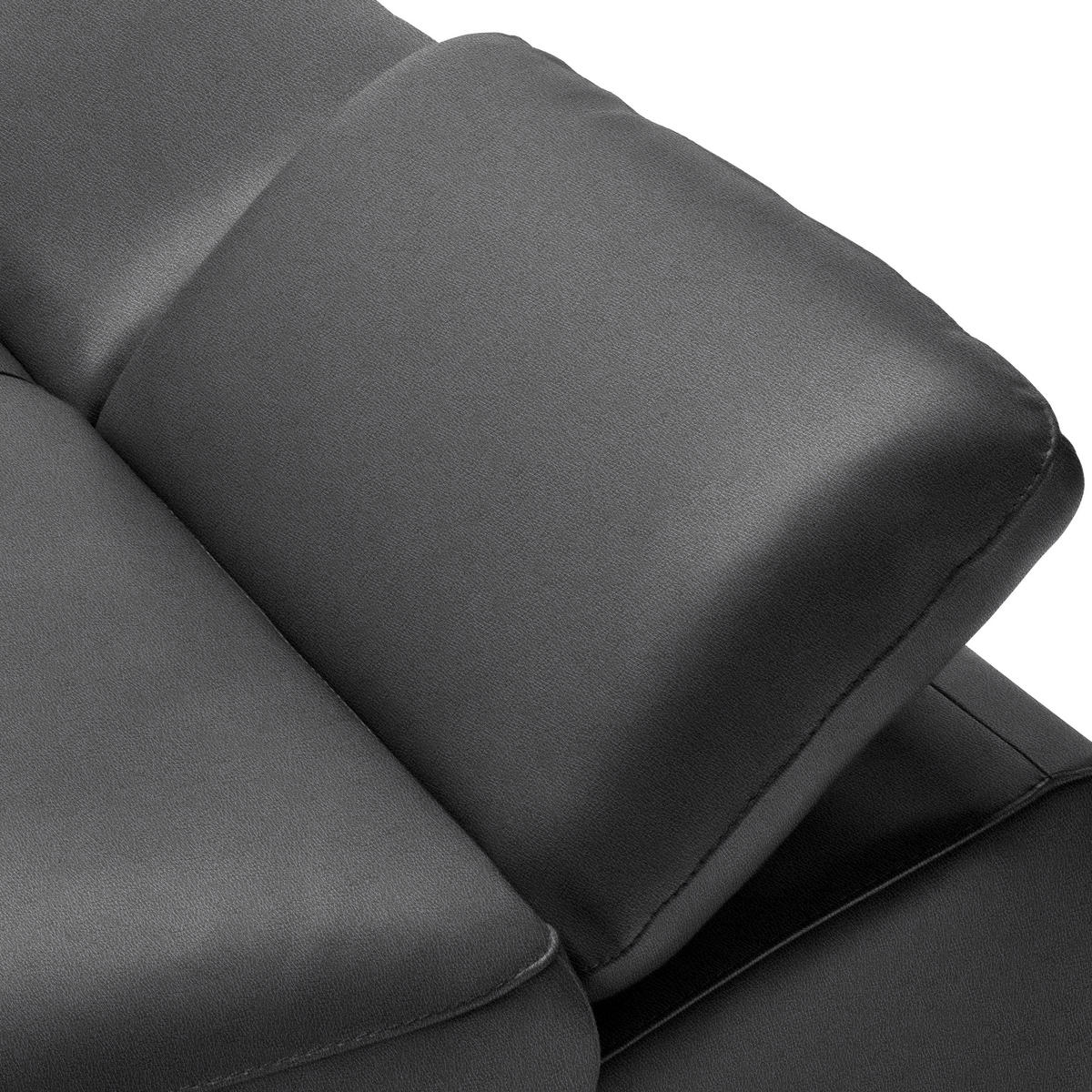 ECKSOFA in Echtleder Anthrazit  286/183 cm  - Anthrazit/Schwarz, Design, Leder/Metall (286/183cm) - Celina Home