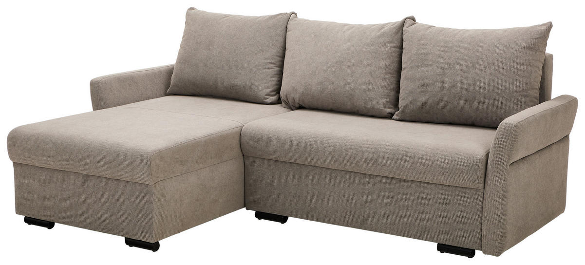 ECKSOFA in Webstoff Grau  - Schwarz/Grau, KONVENTIONELL, Kunststoff/Textil (223/148cm) - Ti'me