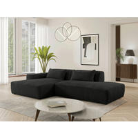ECKSOFA BILLUND Schwarz Cord Nierenkissen  - Schwarz, KONVENTIONELL, Kunststoff/Textil (294/165cm) - Livetastic