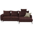 ECKSOFA in Flachgewebe Braun  - Schwarz/Braun, Design, Textil/Metall (273/180cm) - Hom`in