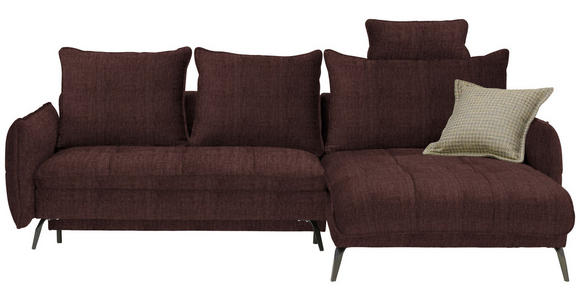 ECKSOFA in Flachgewebe Braun  - Schwarz/Braun, Design, Textil/Metall (273/180cm) - Hom`in