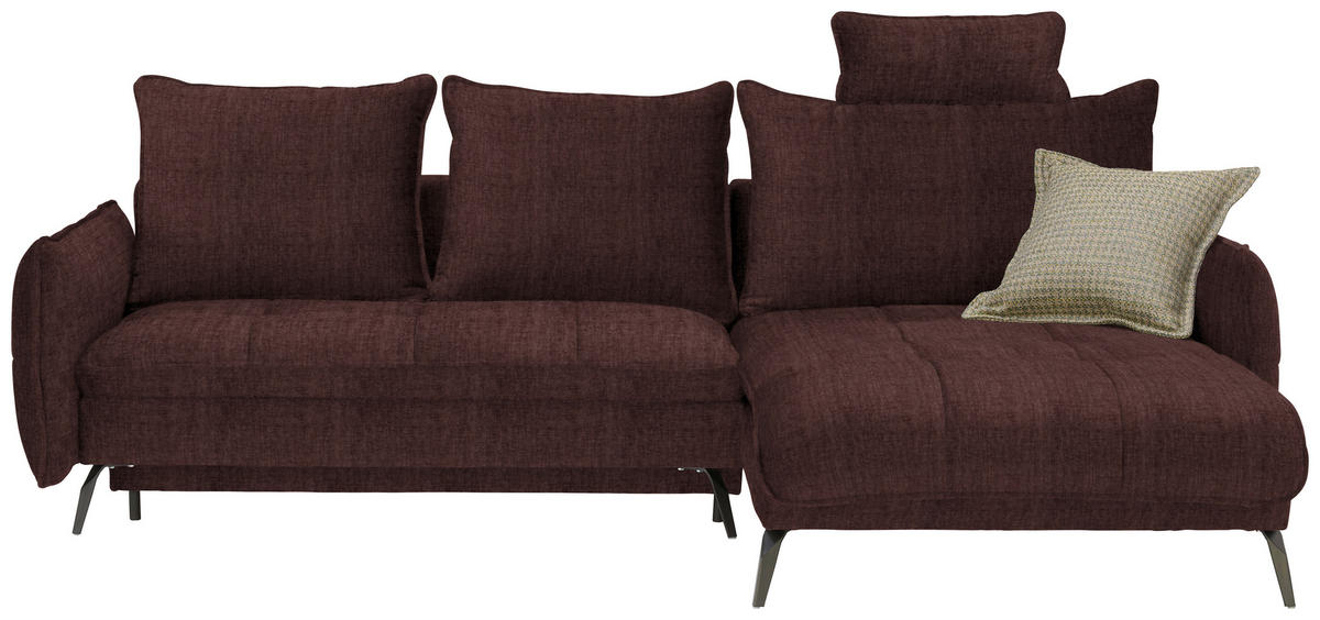 ECKSOFA in Flachgewebe Braun  - Schwarz/Braun, Design, Textil/Metall (273/180cm) - Hom`in