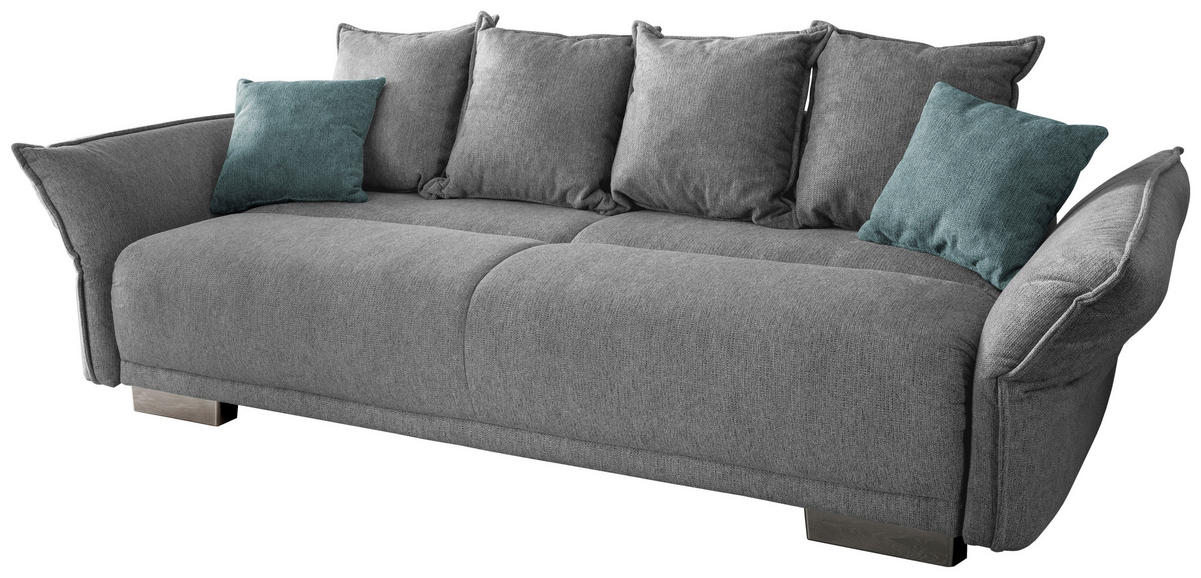 BIGSOFA in Chenille Silberfarben  - Chromfarben/Silberfarben, MODERN, Kunststoff/Textil (242/71/90/131cm) - Livetastic