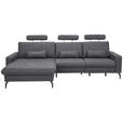 ECKSOFA  in Mikrofaser Anthrazit  180/302 cm  - Anthrazit/Schwarz, KONVENTIONELL, Textil/Metall (180/302cm) - Carryhome