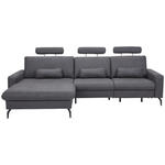 ECKSOFA in Mikrofaser Anthrazit  180/302 cm  - Anthrazit/Schwarz, KONVENTIONELL, Textil/Metall (180/302cm) - Carryhome