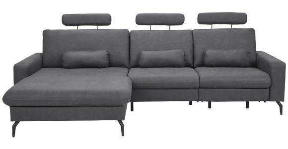 ECKSOFA  in Mikrofaser Anthrazit  180/302 cm  - Anthrazit/Schwarz, KONVENTIONELL, Textil/Metall (180/302cm) - Carryhome