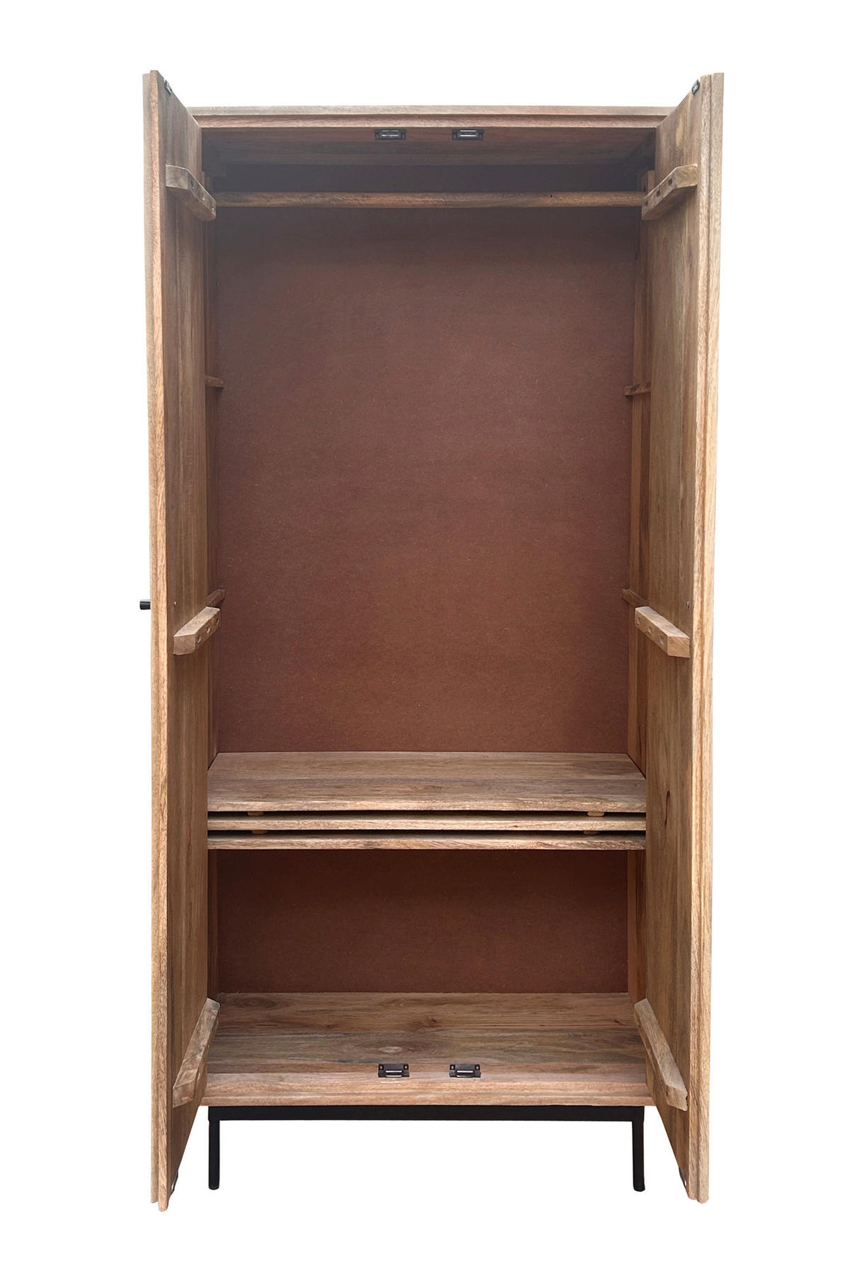 SCHRANK in Naturfarben, Schwarz  - Schwarz/Naturfarben, Design, Holz/Metall (80/180/45cm) - MID.YOU
