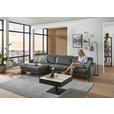 ECKSOFA Anthrazit Echtleder Kopfteilverstellung  - Anthrazit/Schwarz, Design, Leder/Metall (179/323cm) - Dieter Knoll