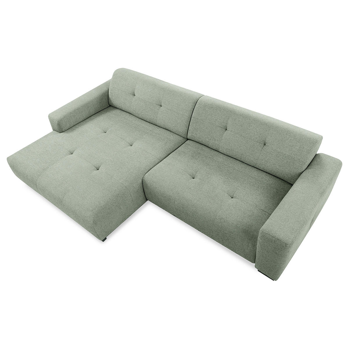 ECKSOFA AUSTIN Salbeigrün Flachgewebe Sitztiefenverstellung  - Salbeigrün/Schwarz, Design, Kunststoff/Textil (169/286cm) - Livetastic