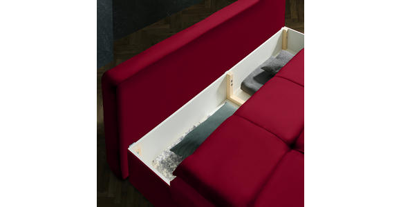 SCHLAFSOFA in Flachgewebe Rot - Rot/Schwarz, MODERN, Textil/Metall (208/73/92/102cm) - Novel