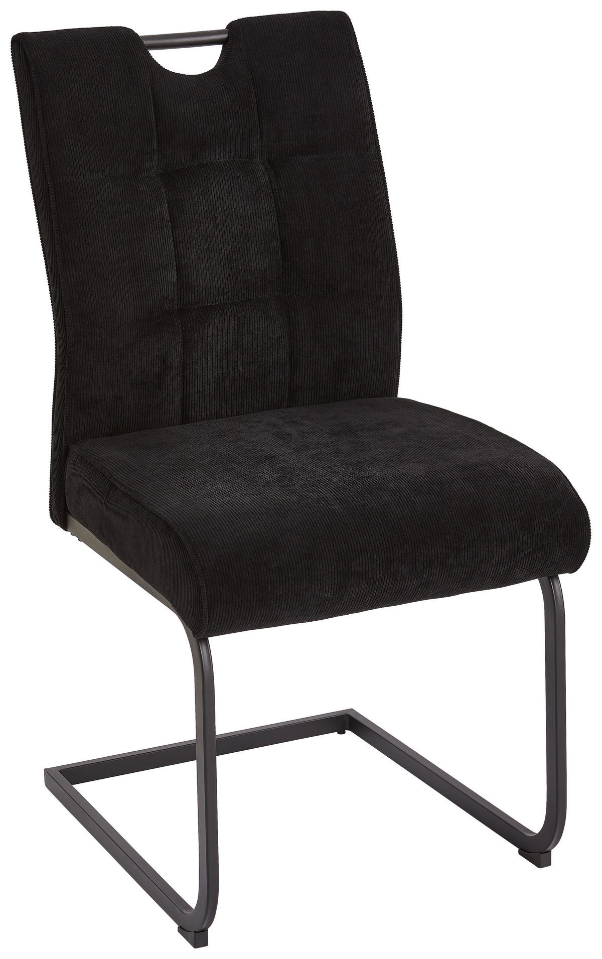 SCHWINGSTUHL  in Eisen Cord  - Schwarz, MODERN, Textil/Metall (49/98/61cm) - Livetastic