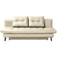 SCHLAFSOFA Liane in Echtleder Ecru  - Ecru/Schwarz, Design, Leder/Metall (209/94/94cm) - Novel