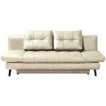 SCHLAFSOFA Liane Ecru Echtleder  - Ecru/Schwarz, Design, Leder/Metall (209/94/94cm) - Novel