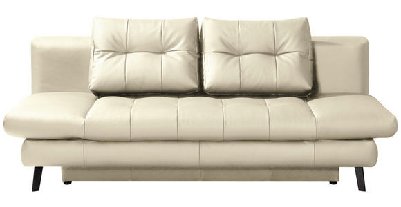 SCHLAFSOFA Liane in Echtleder Ecru  - Ecru/Schwarz, Design, Leder/Metall (209/94/94cm) - Novel