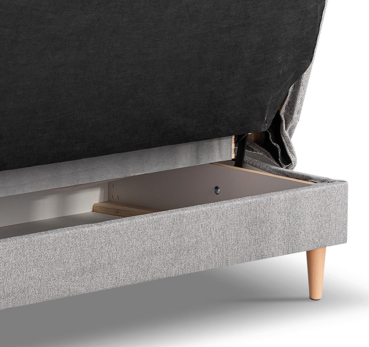 SCHLAFSOFA BONO  mit Liegefunktion Struktur Hellgrau  - Hellbraun/Hellgrau, Basics, Holz/Textil (199/91/91cm) - MID.YOU