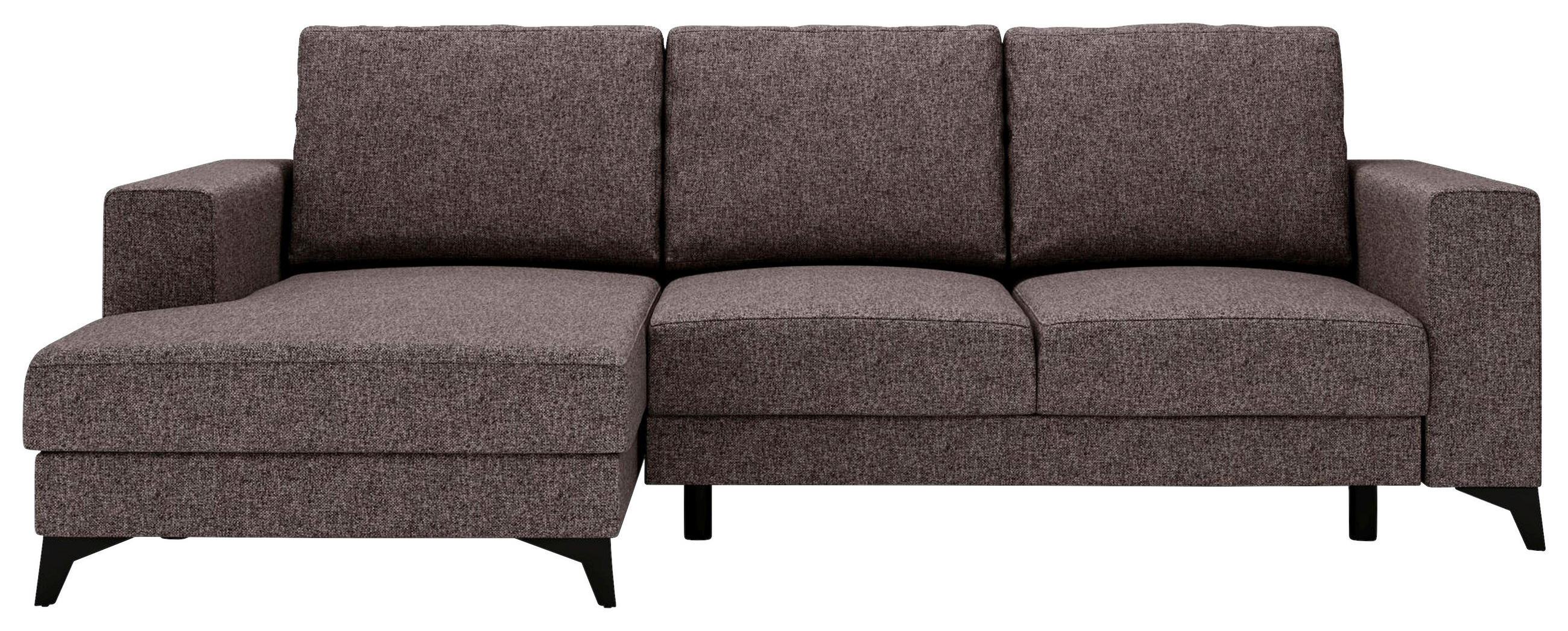 ECKSOFA Braun Flachgewebe Rückenkissen, Bettkasten  - Schwarz/Braun, Design, Textil/Metall (156/244cm) - Livetastic