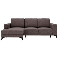 ECKSOFA Flachgewebe Braun  - Schwarz/Braun, Design, Textil/Metall (156/244cm) - Livetastic