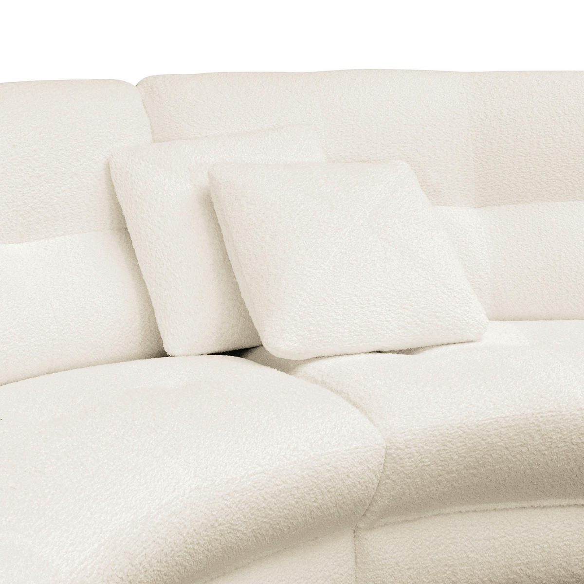 ECKSOFA Rundform  Weiß Bouclé  - Schwarz/Weiß, Design, Kunststoff/Textil (300/113cm) - Livetastic