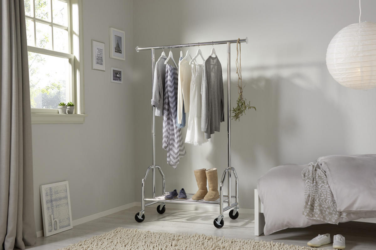 KLEIDERWAGEN in Chromfarben 120/180/50 cm   - Chromfarben, Konventionell, Kunststoff/Metall (120/180/50cm) - Xora