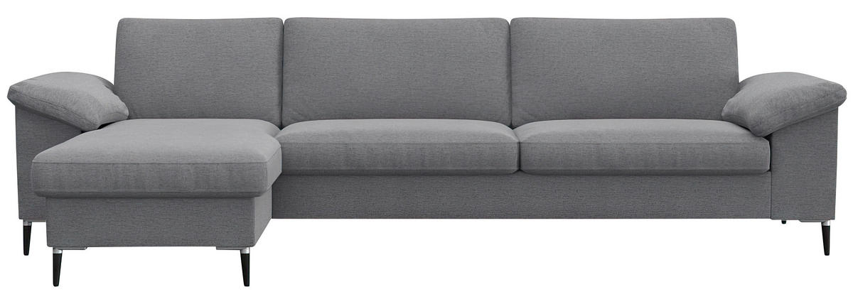 ECKSOFA Grau Flachgewebe  - Schwarz/Alufarben, Design, Textil/Metall (159/274cm) - Livetastic
