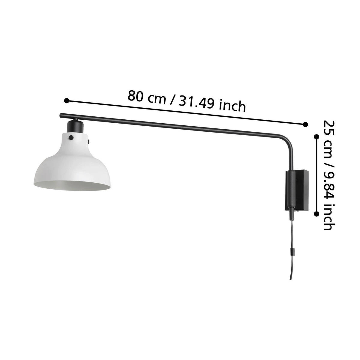 WANDLEUCHTE 80/20 cm   - Schwarz/Grau, Design, Metall (80/20cm) - Eglo