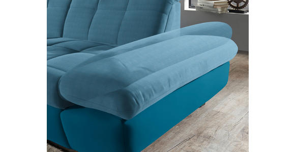 ECKSOFA in Mikrofaser Hellblau  - Schwarz/Hellblau, Design, Textil/Metall (341/204cm) - Xora