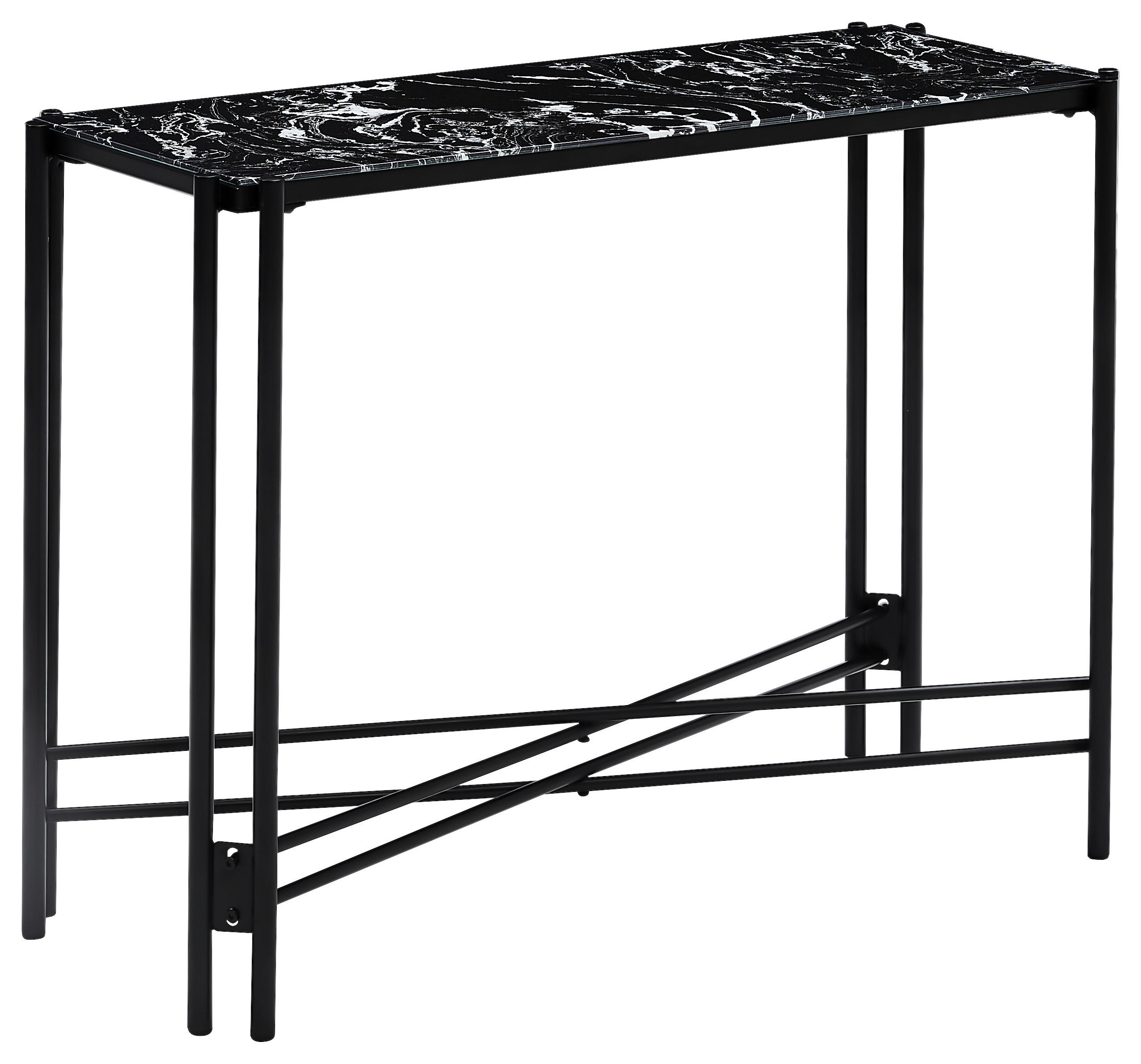 SIDOBORD i metall, glas 100/35/75 cm  - svart, Design, metall/glas (100/35/75cm)