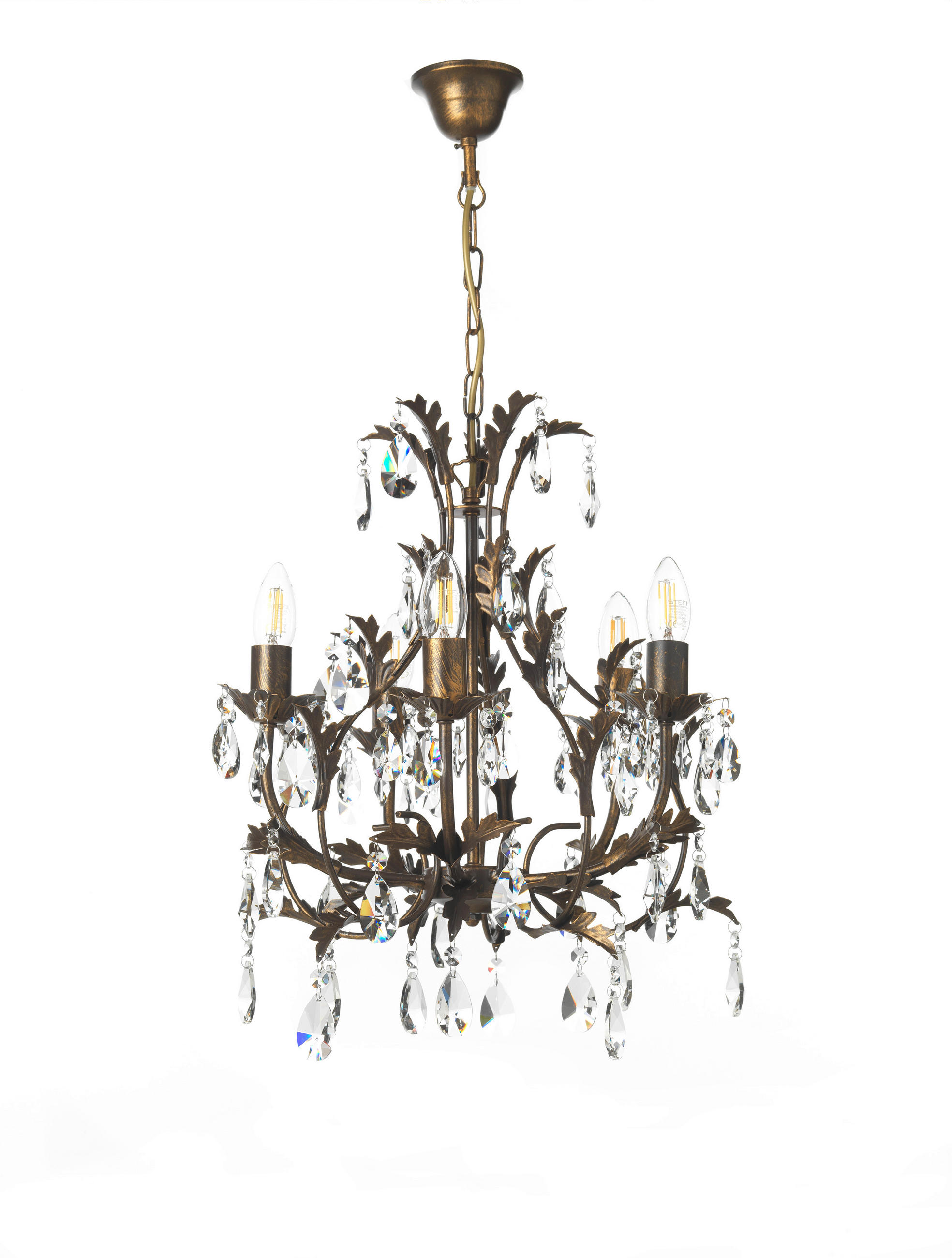 KRISTALL-HÄNGELEUCHTE 42/80 cm   - Bronzefarben, KONVENTIONELL, Glas/Metall (42/80cm)