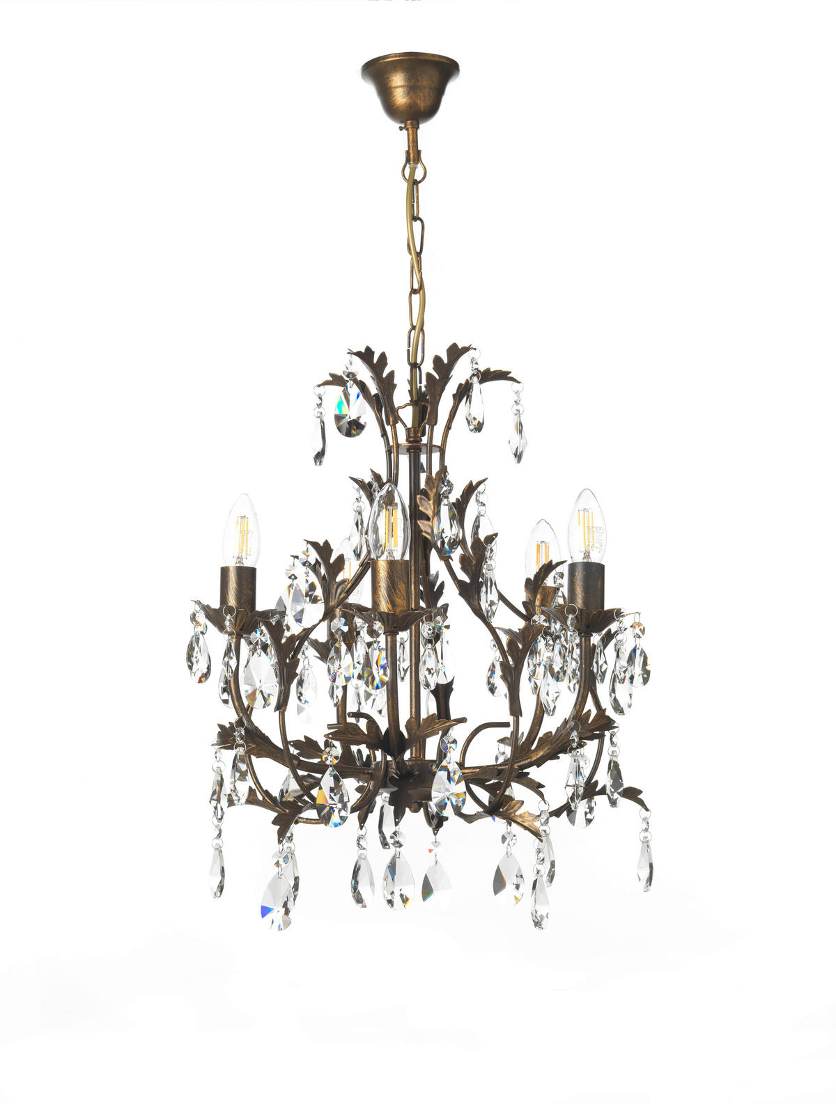 KRISTALL-HÄNGELEUCHTE 42/80 cm   - Bronzefarben, KONVENTIONELL, Glas/Metall (42/80cm)