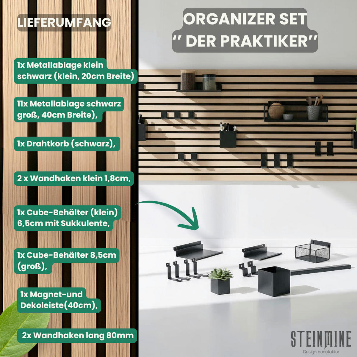 KÜCHEN-ORGANIZER-SET  - Schwarz, Basics, Metall (1,2kg)