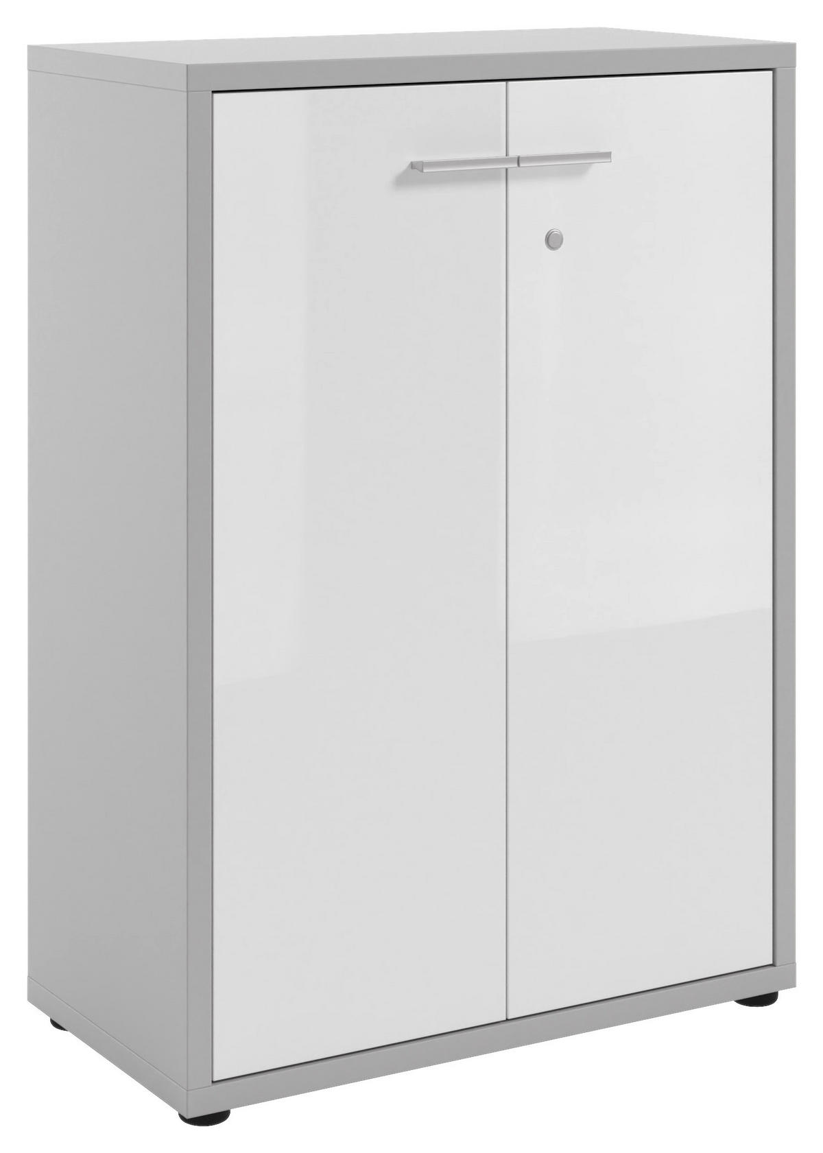 KOMMODE Texas  in 78,1/110/40 cm  - Hellgrau/Alufarben, MODERN, Glas/Holzwerkstoff (78,1/110/40cm)