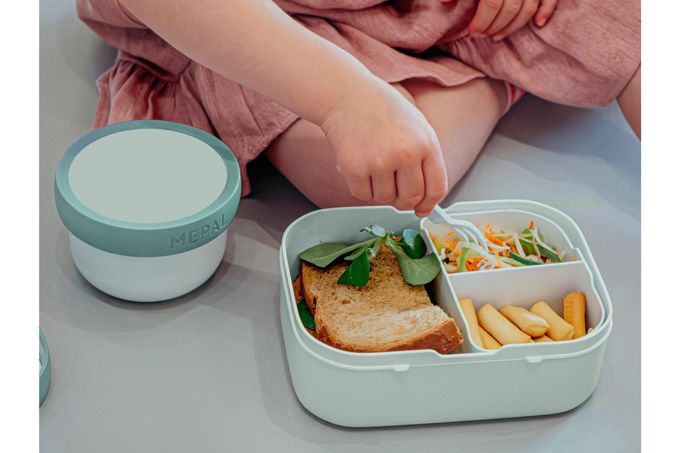 PAUSENSET lunchset campus - Hellrosa/Multicolor, KONVENTIONELL, Kunststoff (24/6,8/24,4cm) - Mepal