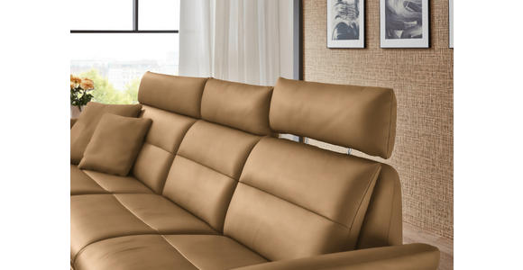 ECKSOFA in Echtleder Honig  169/298 cm  - Schwarz/Honig, Design, Leder/Metall (169/298cm) - Dieter Knoll
