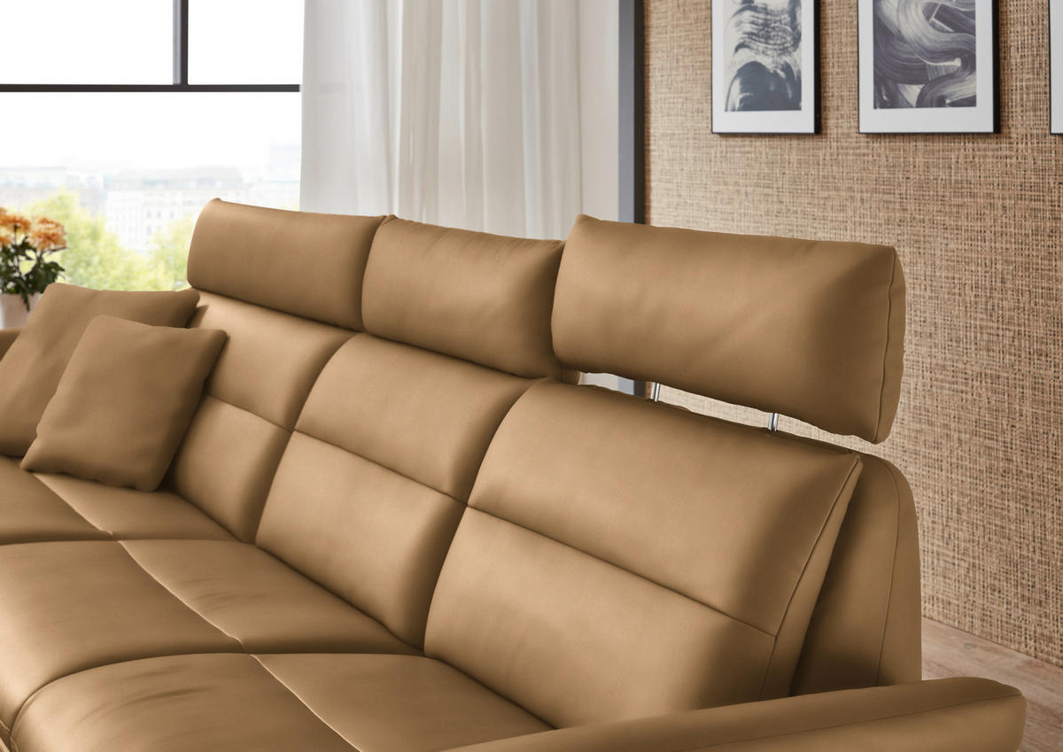 ECKSOFA in Echtleder Honig  - Schwarz/Honig, Design, Leder/Metall (169/298cm) - Dieter Knoll