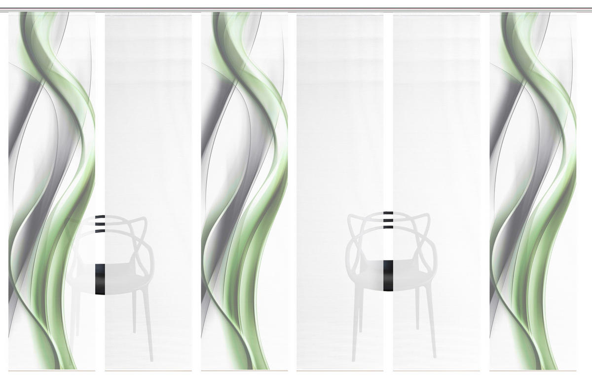 FLÄCHENVORHANG  6 Stück  blickdicht  60/260 cm   - Weiß/Grau, Design, Textil (60/260cm)