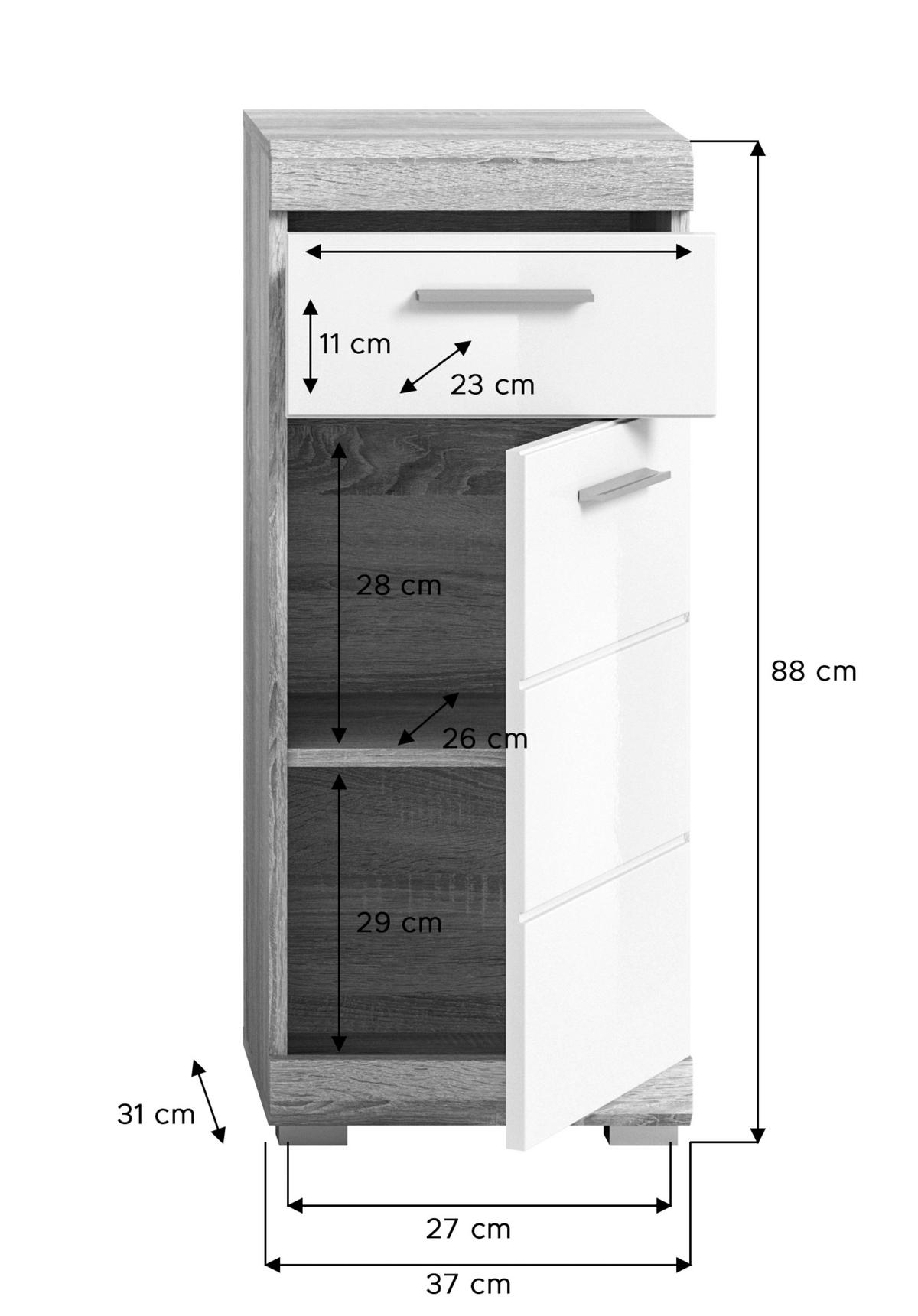 SPODNJA OMARICA 37/88/31 cm  - barve kroma/barve jesena, Moderno, umetna masa/leseni material (37/88/31cm) - MID.YOU