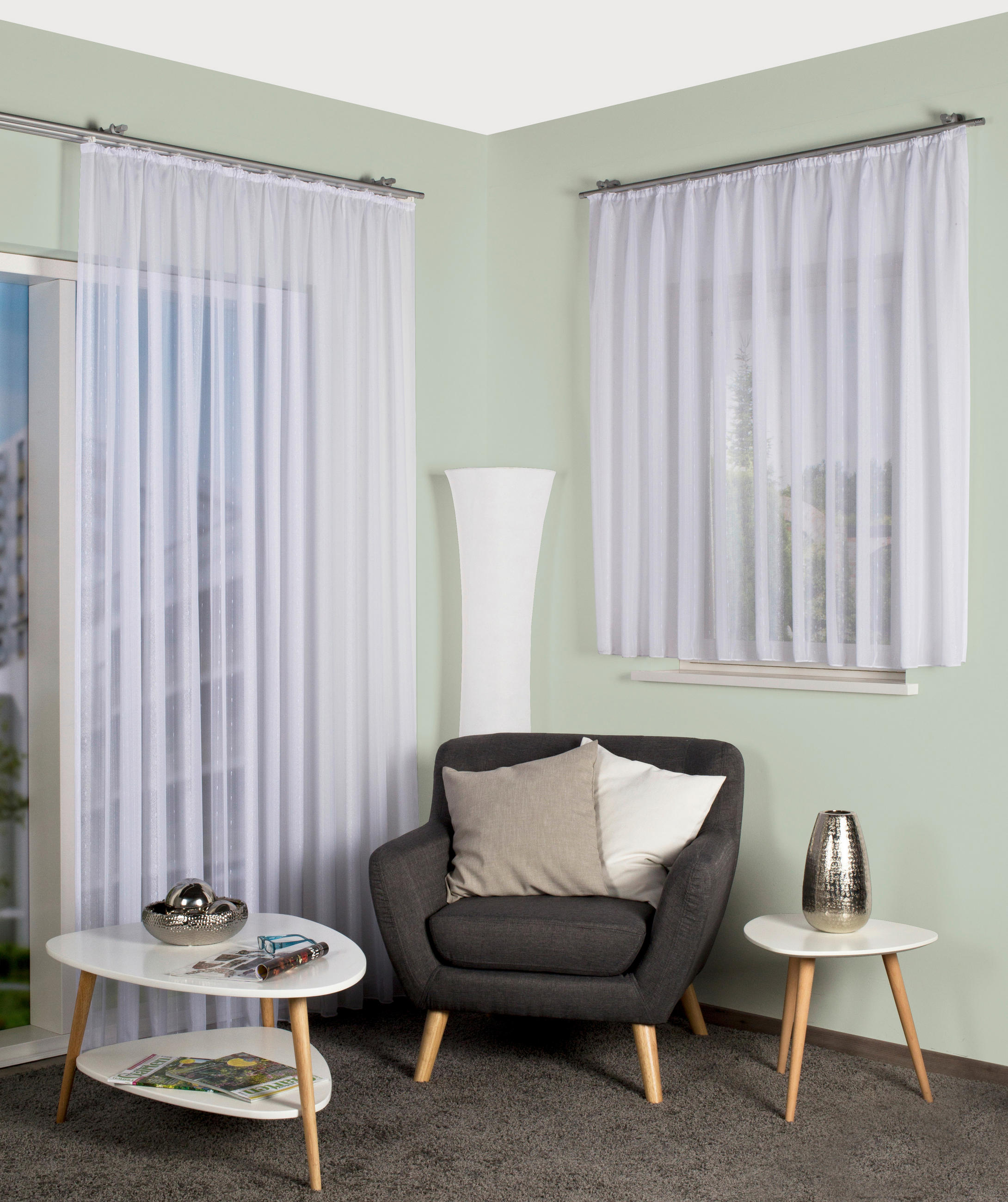 FERTIGSTORE  halbtransparent   300/245 cm  - Weiß, Basics, Textil (300/245cm)