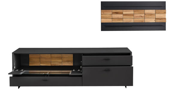 WOHNWAND  in Grau, Eichefarben  299,4/170,4/46,4 cm  - Eichefarben/Anthrazit, Design, Glas/Holz (299,4/170,4/46,4cm) - Novel