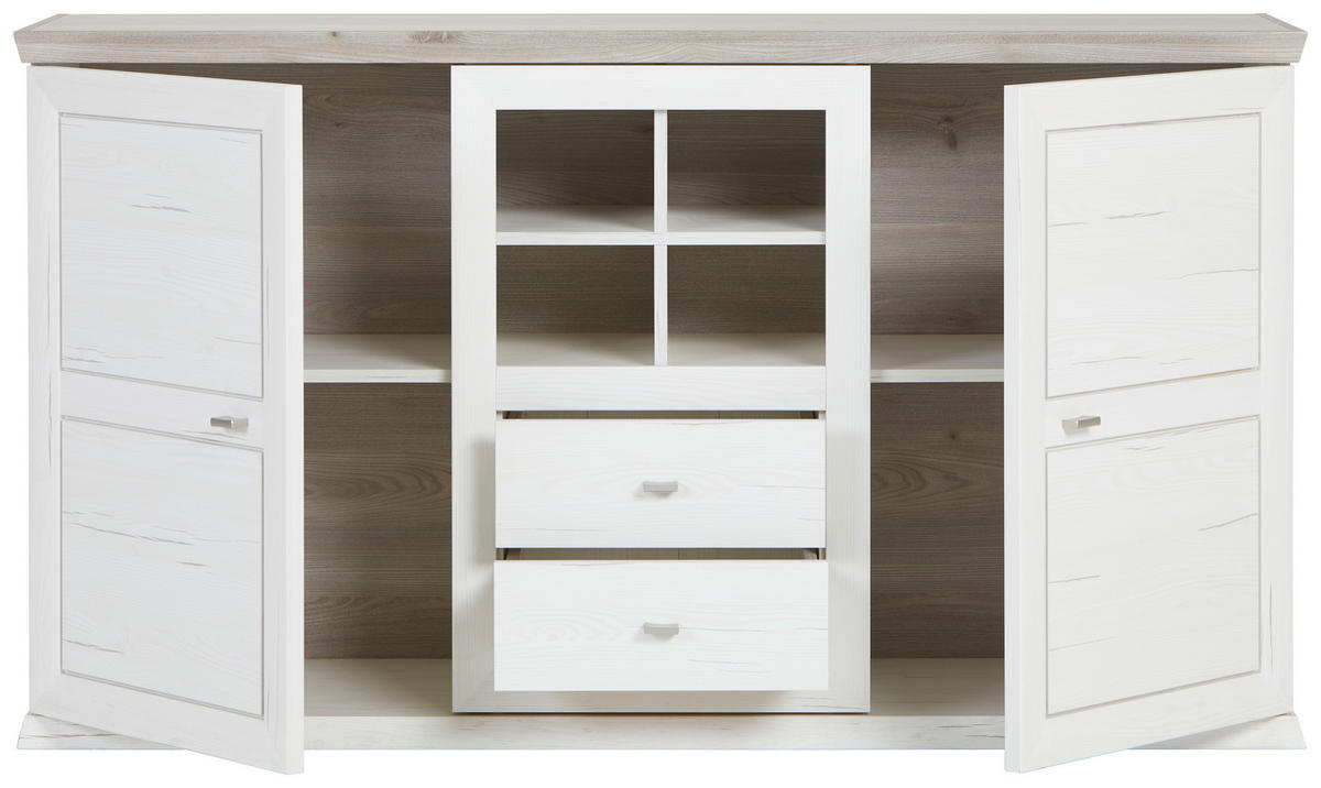 KOMMODE  in 160/89/43 cm  - Weiß/Grau, Design, Holzwerkstoff/Metall (160/89/43cm) - Hom`in
