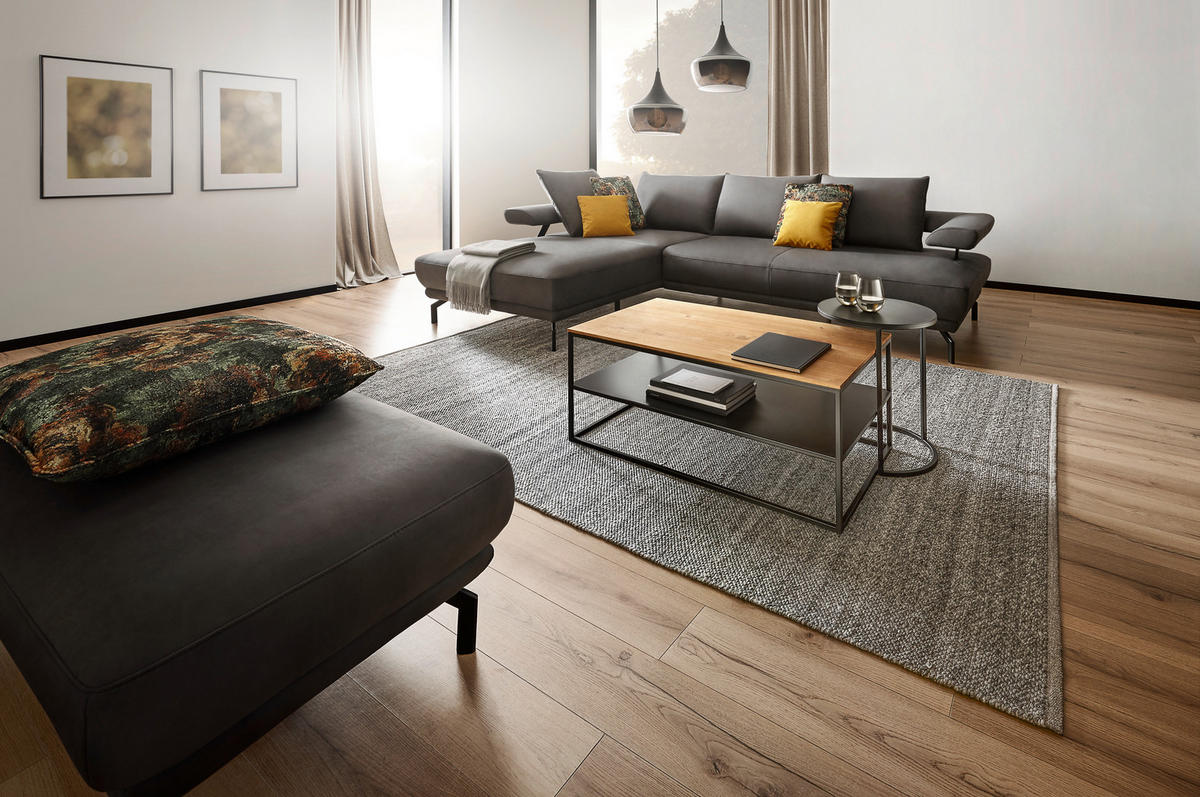 COUCHTISCH in Holz, Metall 100/60/41,5 cm  - Eichefarben/Schwarz, Design, Holz/Metall (100/60/41,5cm) - Johann Jakob
