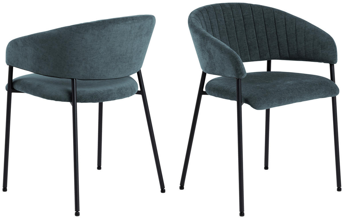 ŽIDLE S PODRUČKAMI, tkaná látka, tmavě modrá - černá/tmavě modrá, Design, kov/textil (54,5/77,5/54cm) - MID.YOU