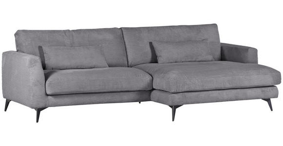 ECKSOFA Dunkelgrau Cord  - Dunkelgrau/Schwarz, LIFESTYLE, Textil/Metall (270/140cm) - Landscape