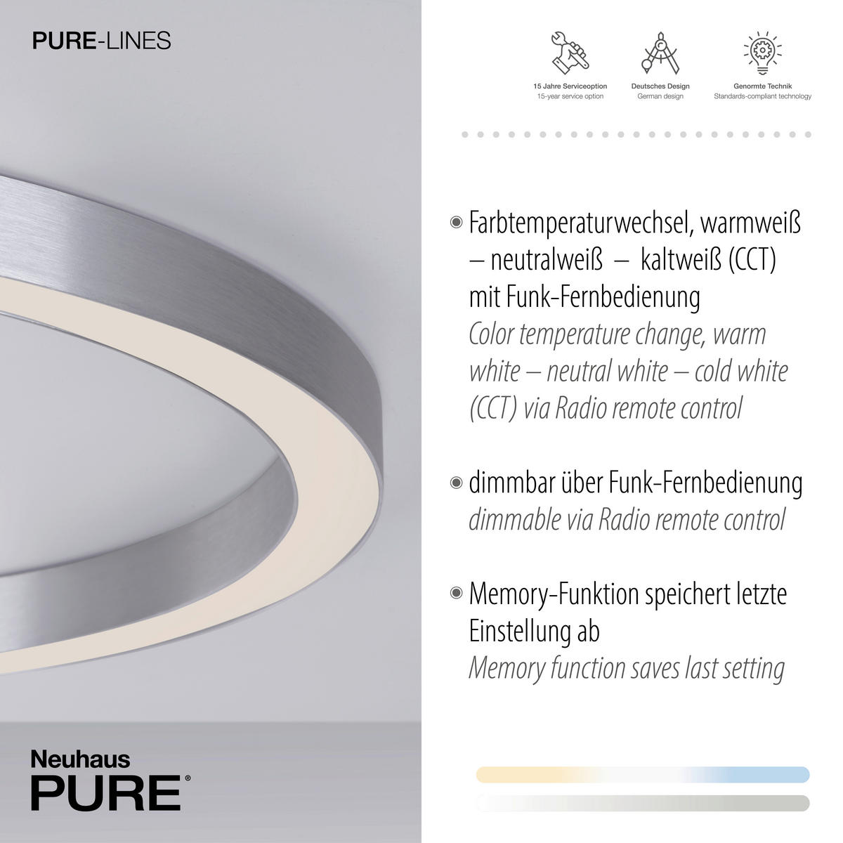LED-DECKENLEUCHTE Pure Lines 70/70/4 cm   - Design, Metall (70/70/4cm) - Neuhaus PURE