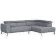 ECKSOFA in Webstoff Hellgrau  280/205 cm  - Hellgrau/Schwarz, Design, Textil/Metall (280/205cm) - Xora
