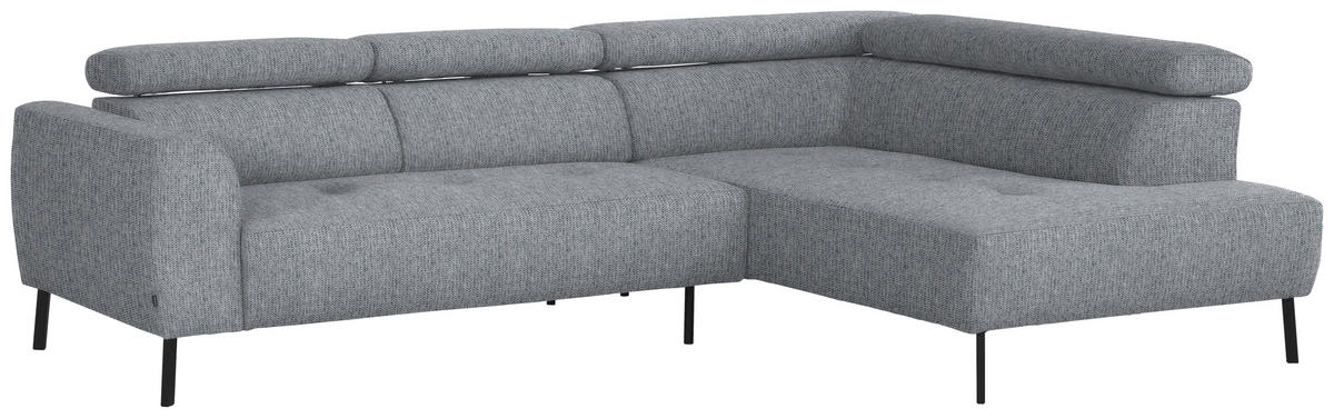 ECKSOFA in Webstoff Hellgrau  - Hellgrau/Schwarz, Design, Textil/Metall (280/205cm) - MID.YOU