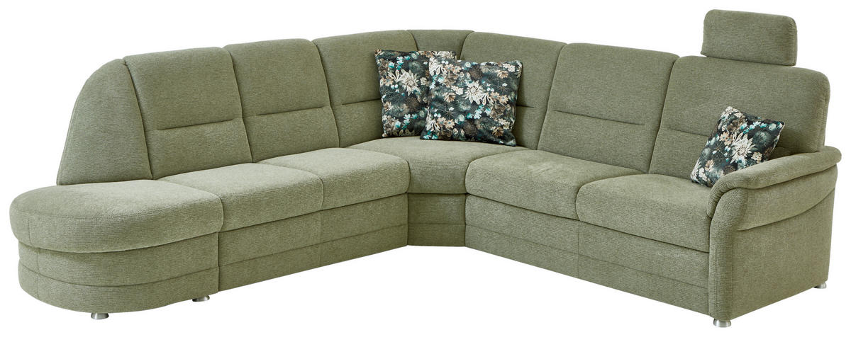 ECKSOFA Grün Flachgewebe  - Alufarben/Grün, KONVENTIONELL, Textil (273/253cm) - Beldomo Comfort