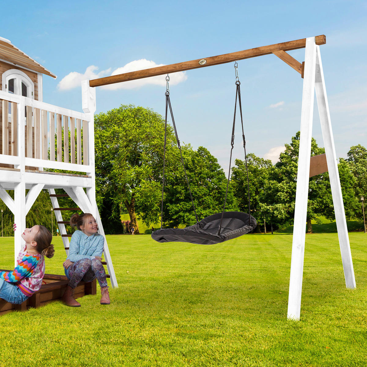 SPIELTURM 613/291/277 cm  - Weiss/Lila, Konventionell, Holz (613/291/277cm)